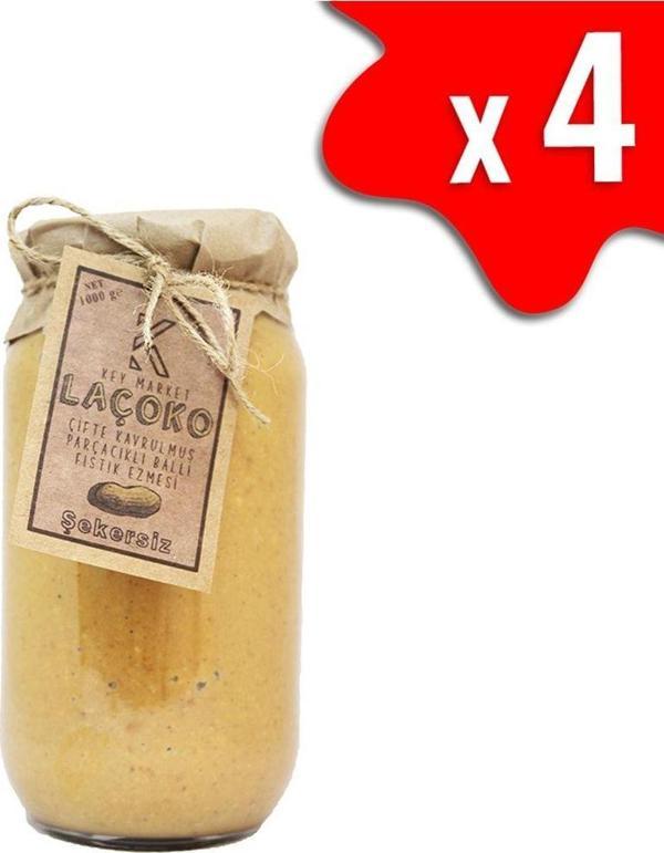Laçoko 4 Kg Şekersiz, Katkısız, Glutensiz, Doğal Çifte Kavrulmuş Parçacıklı Ballı Yer Fıstığı Ezmesi - Image 1