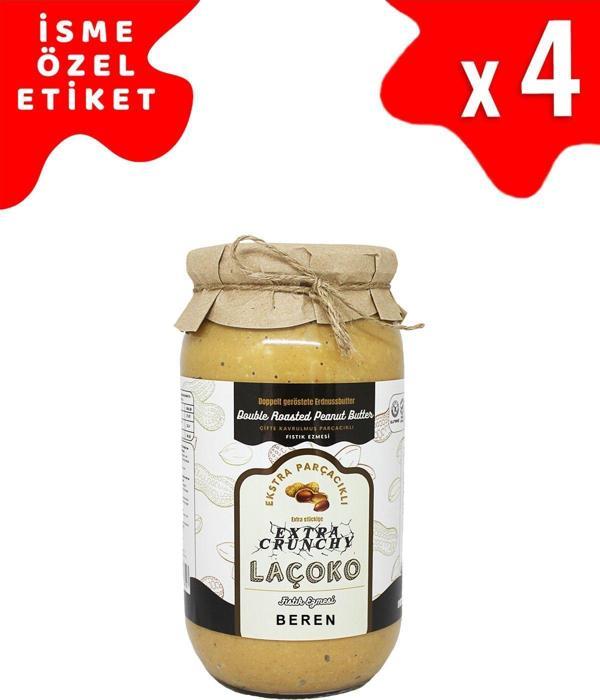 Laçoko 4Kg Isme Özel Şekersiz,Glutensiz,Doğal Çifte Kavrulmuş Parçacıklı Extra Crunchy Fıstık Ezmesi - Image 1