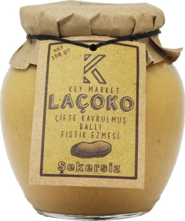 Laçoko 350 Gram Şekersiz, Katkısız,Glutensiz, Doğal Çifte Kavrulmuş Ballı Yer Fıstığı Ezmesi - Image 1