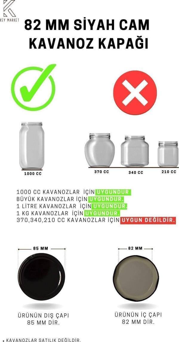 Paşabahçe Standart Cam Kavanozlar Için 82 Mm Siyah Twist - Off Kavanoz Kapağı - 20'Li Paket - Image 1