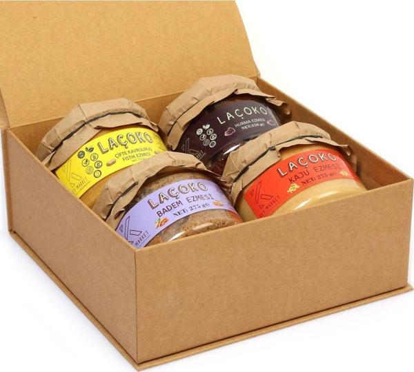 Key Market Laçoko Şekersiz, Katkısız, Glutensiz, Vegan, Doğal Ezme Serisi Hediyelik Paketi - Kraft - Image 1