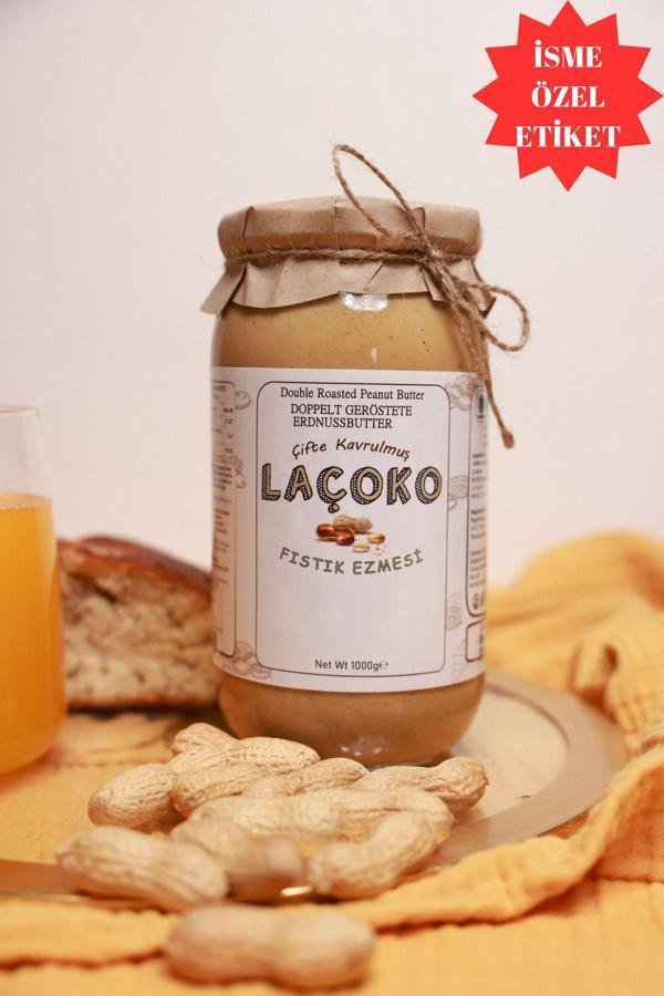 Laçoko 1 Kg Isme Özel Şekersiz, Saf, Katkısız, Glutensiz, Vegan, Doğal Çifte Kavrulmuş Yer Fıstığı Ezmesi - Image 1