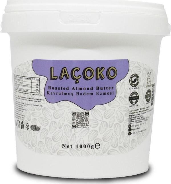 Laçoko 1 Kg Kova Şekersiz, Katkısız, Glutensiz, Doğal Badem Ezmesi 1 Kg - Image 1