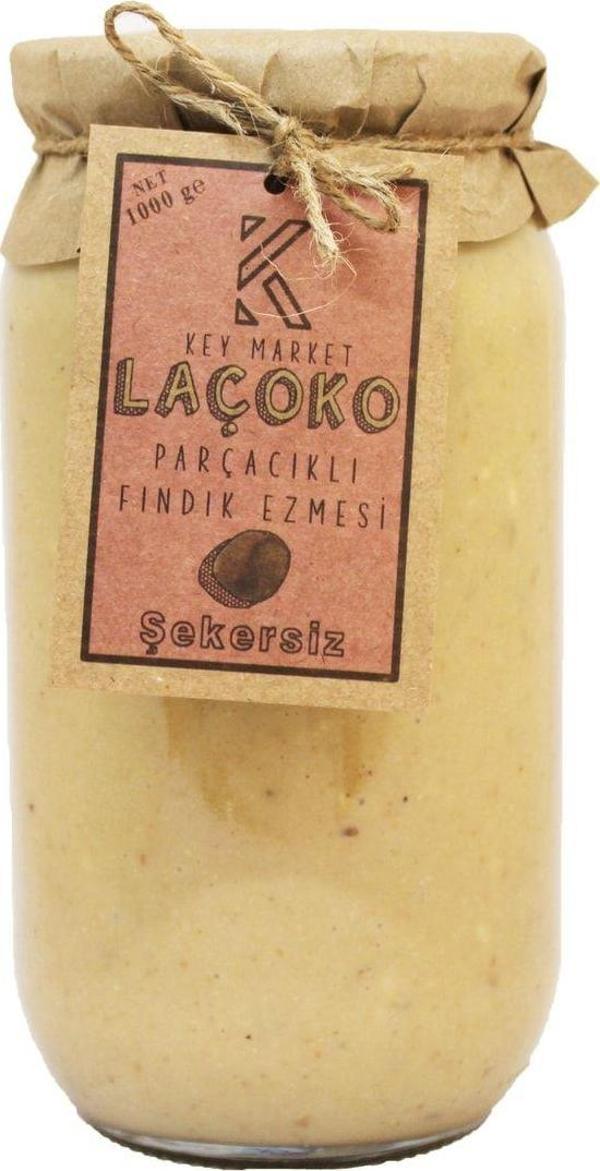 Laçoko 1  kg Şekersiz, Katkısız, Glutensiz, Vegan, Doğal Parçacıklı Fındık Ezmesi (1  kg) - Image 1