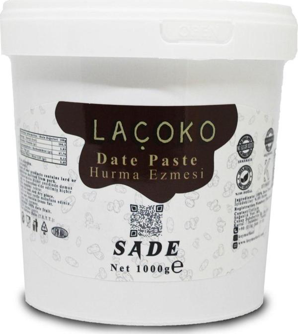 Laçoko 1  kg Şekersiz, Katkısız, Vegan, Doğal Hurma Ezmesi – Hurma Dolgusu - Hurma Püresi - Image 1