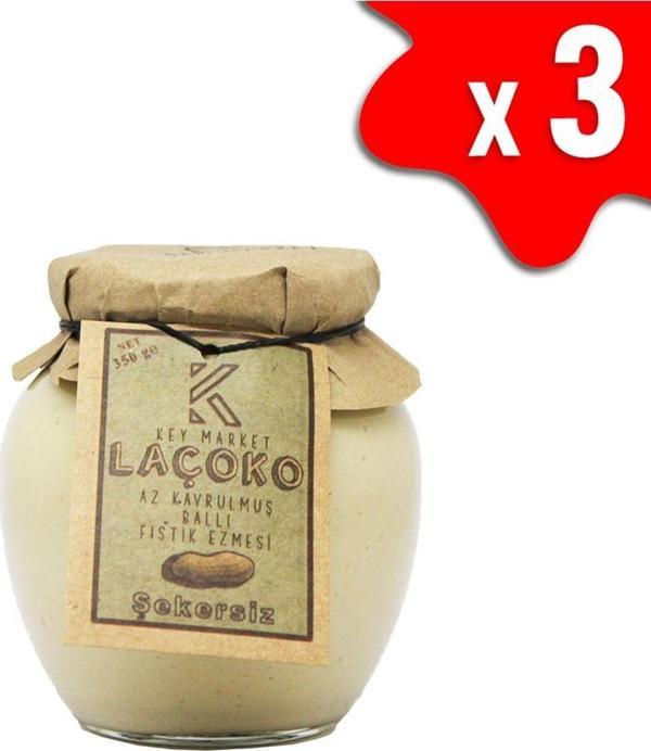 Laçoko 1050 Gram Şekersiz, Katkısız, Glutensiz, Doğal Az Kavrulmuş (Çiğ) Ballı Yer Fıstığı Ezmesi - Image 1