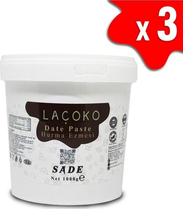 Laçoko 3 Kg Kova Şekersiz, Katkısız,Vegan,Doğal Hurma Ezmesi – Hurma Dolgusu - Hurma Püresi - Image 1