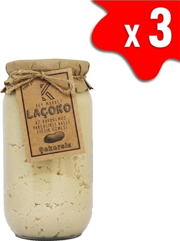 Laçoko 3 Kg Şekersiz, Katkısız, Glutensiz, Az Kavrulmuş (Çiğ) Parçacıklı Ballı Fıstık Ezmesi - Image 1