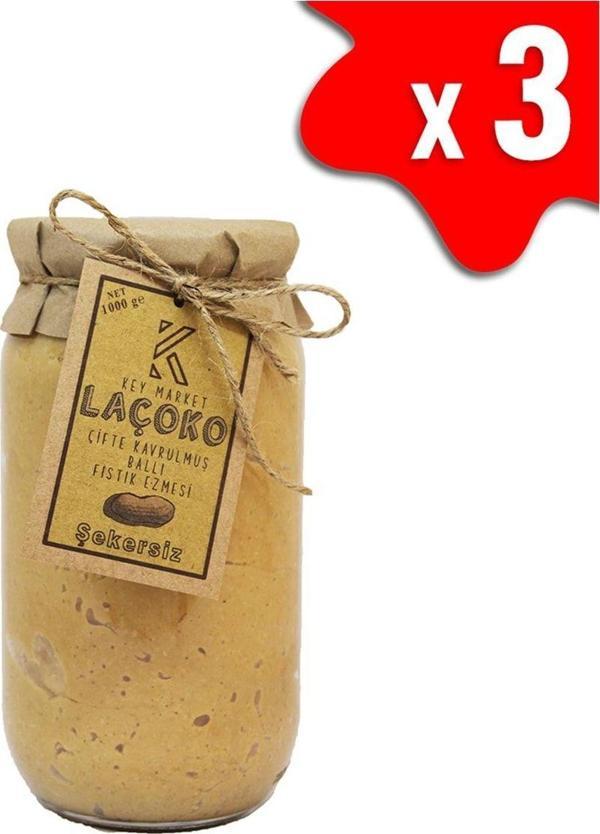Laçoko 3 Kg Şekersiz, Katkısız, Glutensiz, Doğal Çifte Kavrulmuş Ballı Yer Fıstığı Ezmesi - Image 1
