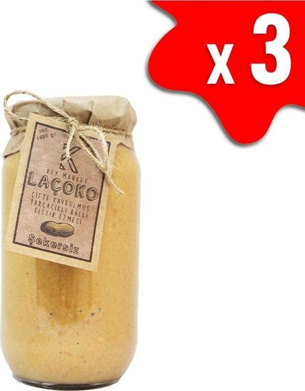 Laçoko 3 Kg Şekersiz, Katkısız, Glutensiz, Doğal Çifte Kavrulmuş Parçacıklı Ballı Yer Fıstığı Ezmesi - Image 1