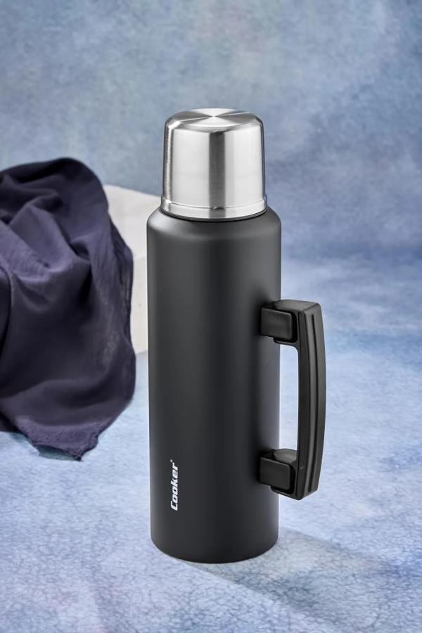 Cooker 1,5 Litre Kulplu Çelik Termos CKR-2085 Siyah - Image 1