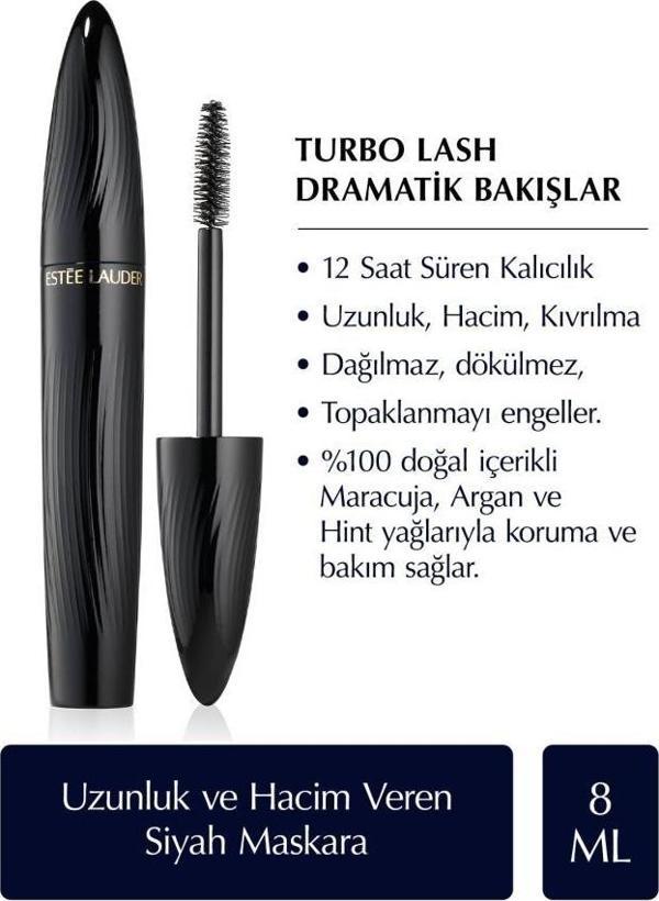 Estee Lauder Siyah Maskara - Turbo Lash Hacim ve Uzunluk Veren Maskara - 8ml - Image 1