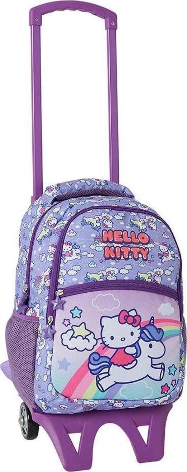 Hello Kitty Çekçekli Okul Çantası Lila 2216 - Image 1