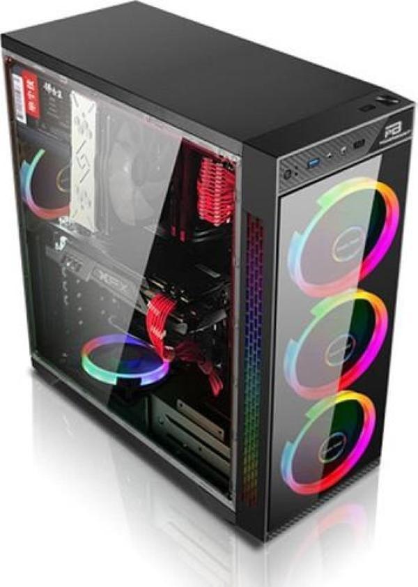 Powerboost Vk-C12B Usb 3.0 Atx, Tempered Glass, Rgb Fan, Siyah Kasa (Psu Yok) Vk-C12B - Image 1