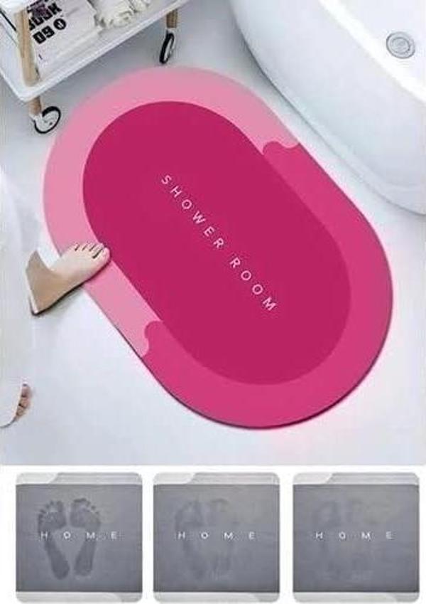 Büyük Boy Pembe Süper Su Emici Kaymaz Tabanlı Banyo Paspası ( 80*50 )cm - Image 1