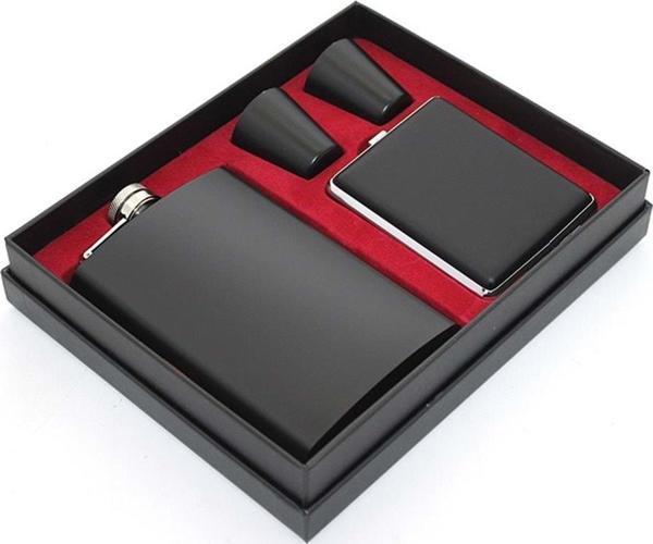 Paslanmaz Çelik 2 Shot Bardak Sigara Tabakalı Matara Seti - Image 1