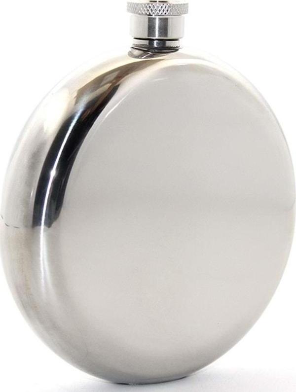 Paslanmaz Çelik Yuvarlak 8 Oz Tekli Matara - Image 1