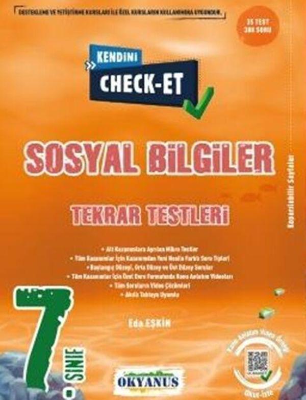 Okyanus Yayınları 7. Sınıf Kendini Check Et Sosyal Bilgiler Tekrar Testleri - Okyanus Eğitim - Image 1