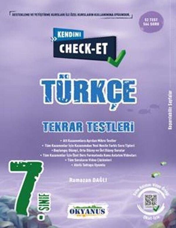 Okyanus Yayınları 7. Sınıf Kendini Check Et Türkçe Tekrar Testleri - Okyanus Eğitim - Image 1