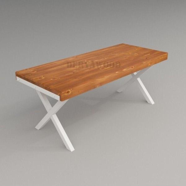 Masif Ahşap Sirius Toplantı Masası Beyaz Ayak 120*240*76 cm - Image 1