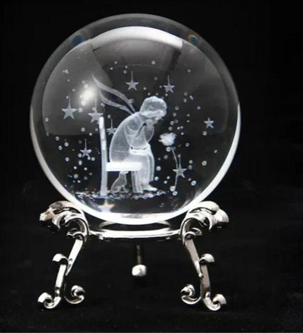 Winter House Küçük Prens Temalı Kristal Cam Küre - Gümüş Standlı Dekoratif Objeler - Image 1