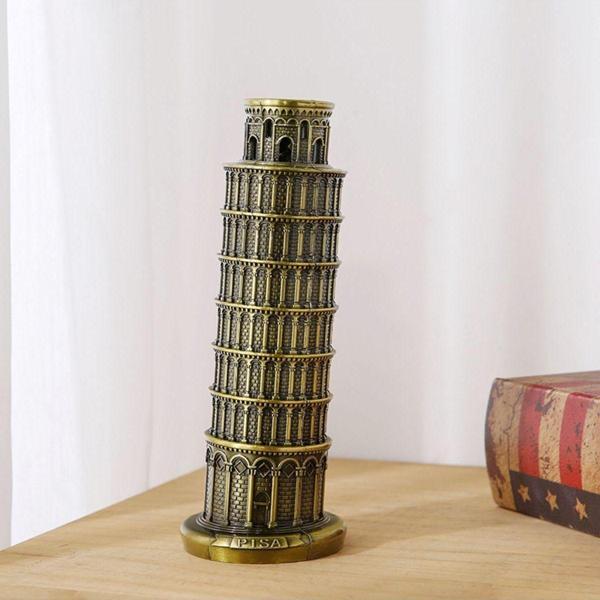Winter House Metal Pisa Kulesi Heykeli – Vintage İtalyan Dekoru - Image 1