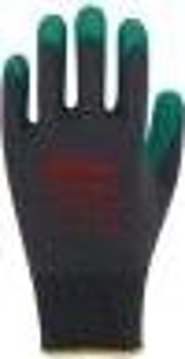 Pl17 Flex 10 Beden Gri-Yeşil Polyesyter Likralı İpten Örülmüş Lateks Kaplı İş Eldiveni 3131X (12 Li Paket) - Image 1