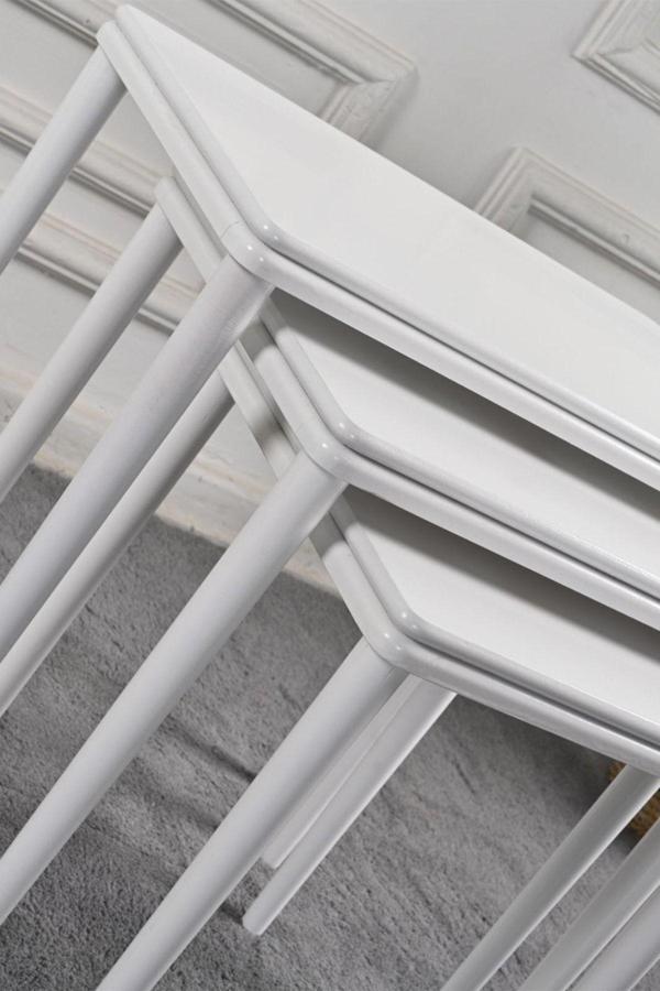 Mdf Ahşap Kaplama Ceviz Çift Kalınlık Eko Düz Ayaklı Cilalı 3'lü Zigon Sehpa Takımı - El Işçiliği - Image 1