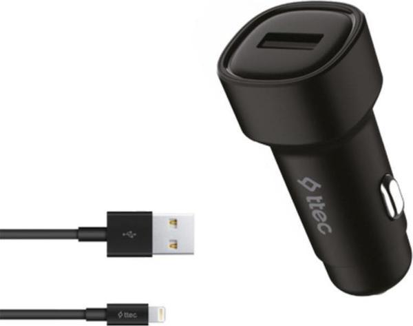 Ttec 1x USB Girişli 120CM İphone Lightning Şarj Kablolu Araç Şarj Cihazı, 12/24V Çakmaklık Girişli Akım Korumalı - Image 1