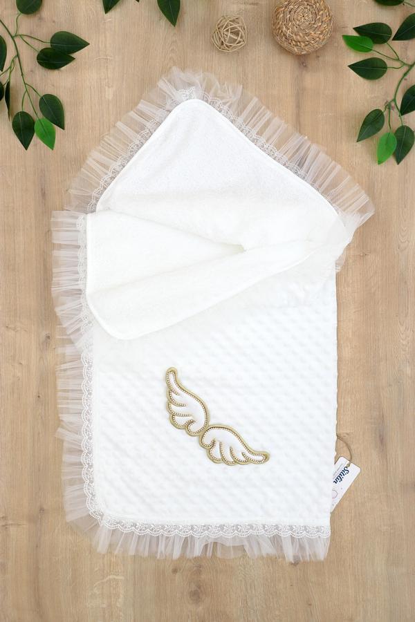 Kız Erkek Bebek Melek Kanatlı Nohut Kadife Battaniye STL6750 - Image 1