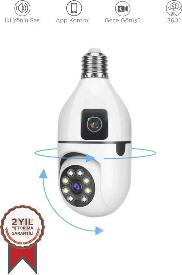 Torima CMR-13 360° Full Hd 1080p Ampül Smart Ip Güvenlik Kamerası - Image 1