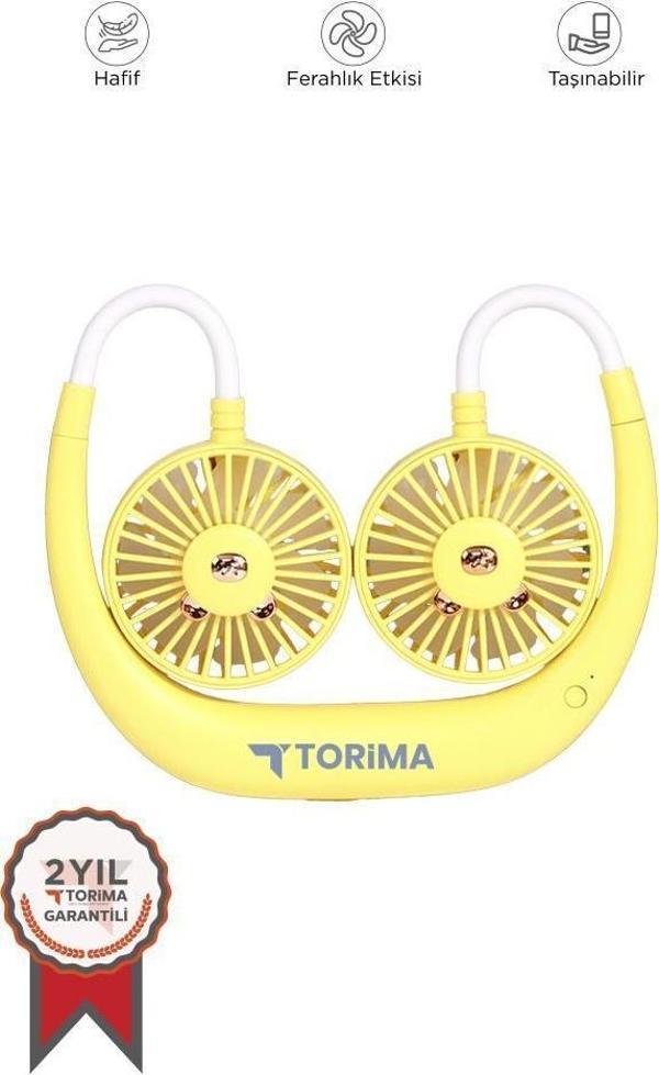 Torima F-10 Sarı Eller Serbest Boyuna Asılabilir Şarjlı 3 Kademeli Vantilatör Klima Soğutucu Fan - Image 1
