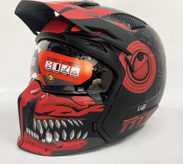Mt Streetfighter SV Aztec B5 Modüler Motosiklet Kaskı Mat Siyah -  Kırmızı - Image 1