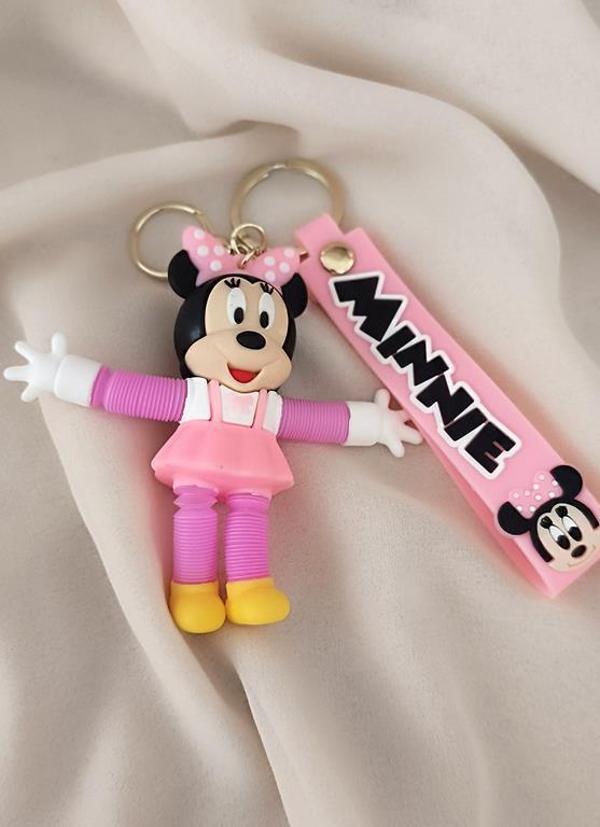 Anahtarlık Silikon Kolları ve Bacakları Uzayan Minnie Mouse Çanta Süsü Oyuncak Pembe - Image 1