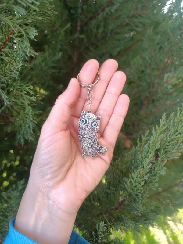 Anahtarlık Kedi Yüzük Kötü Göz Kovucu Nazar Boncuklu Araba Çanta Cüzdan Süsü - Image 1