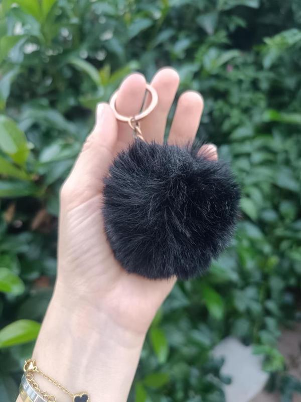 Anahtarlık Pon Pon Peluş Anahtarlık Çanta Süsü Siyah - Image 1