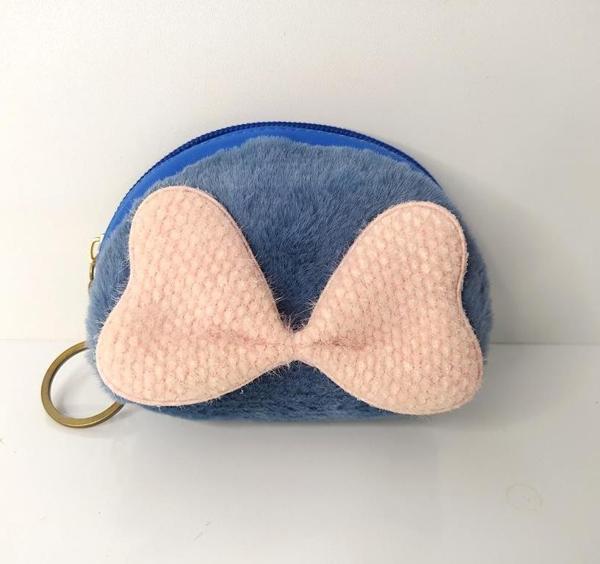 Cüzdan Fiyonk Renkli Peluş Bozuk Para Cüzdanı Makyaj Çantası Anahtarlık 13365 - Image 1