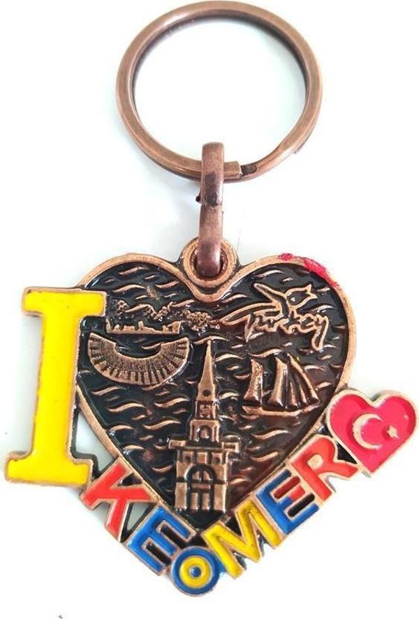 Metal Kalp Anahtarlık Türk Bayraklı Kemer Yazılı Çanta Süsü - Image 1