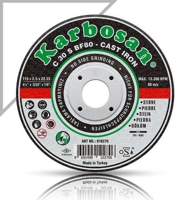 Karbosan 115X2.5X22.23 Sc Pik Döküm Kesme Diski 910270 (C 30 S Bf80) - Image 1