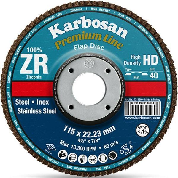 Karbosan 180X22.23 Premium Line Zr Sd Flap Disk Zımpara 80 Kum 983945 - Image 1