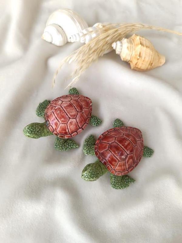 2 li Kaplumbağa Caretta Caretta Dekor Biblo Deniz Kaplumbağası - Image 1