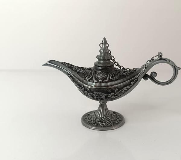 Alaaddin Sihirli Lamba Genie Lamp İbrik Biblo 7 cm Gri Renk - Image 1