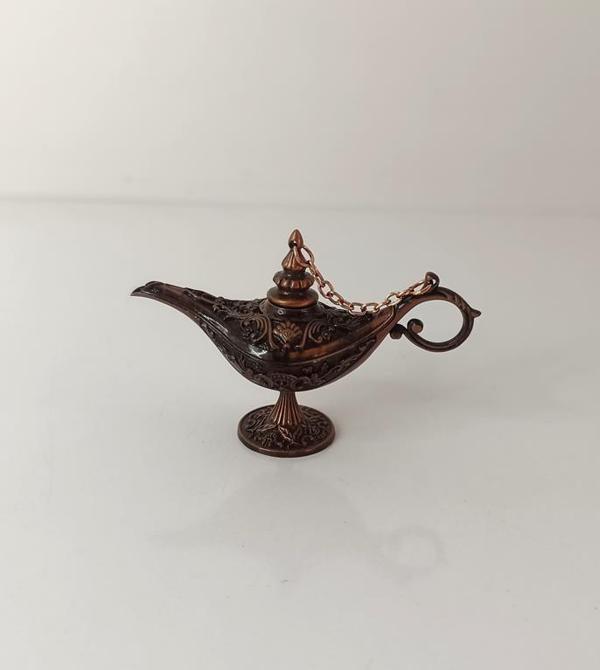 Alaaddin Sihirli Lamba Genie Lamp İbrik Biblo Dekorasyon Mini Boy Bakır Renk - Image 1