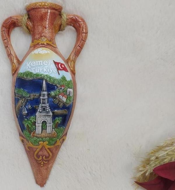 Amfora Kulplu Seramik Türk Bayraklı Türkiye Kemer Yazılı Ev Dekorasyonu - Image 1