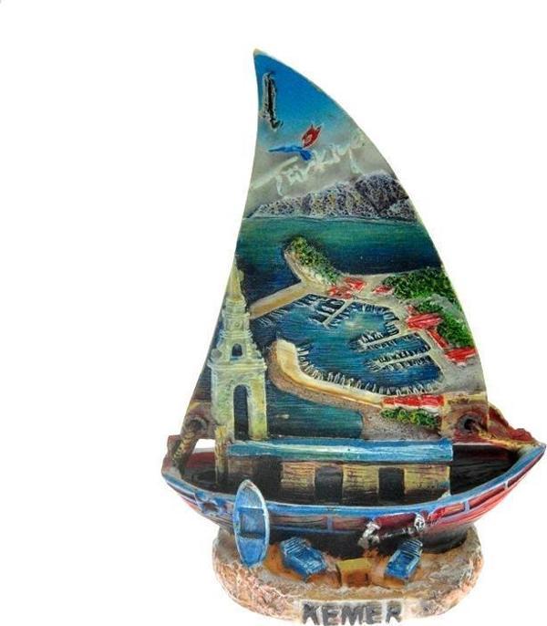 Hdmarketim Antalya Kemer Temalı Dekoratif Polyester Gemi Biblo 5921 - Image 1