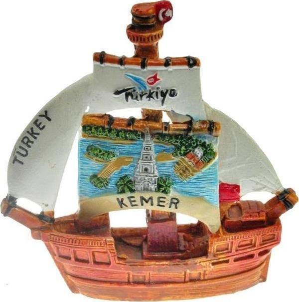 Hdmarketim Antalya Kemer Temalı Dekoratif Polyester Gemi Biblo 5923 - Image 1