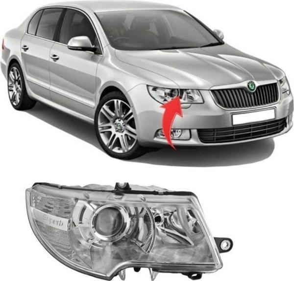 NS Nilser Auto Parts Skoda Super B Sağ Yolcu Far Lambası 2007-2012 - Image 1