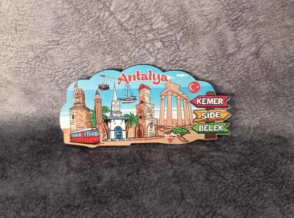 Magnet Antalya Deniz Turistik Buzdolabı Süsü Ahşap Manyetik Mıknatıslı Hediyelik Eşya - Image 1