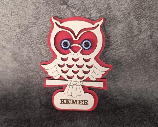 Magnet Baykuş Hayvan Nazar Boncuk Buzdolabı Süsü Ahşap Magnet Mıknatıslı Hediyelik Eşya - Image 1