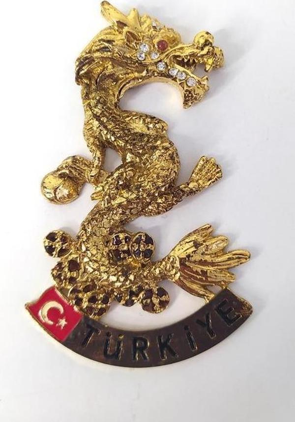 Magnet Ejderha Metal Swaroski Taşlı Buzdolabı Süsü Ev Dekorasyon   - Image 1